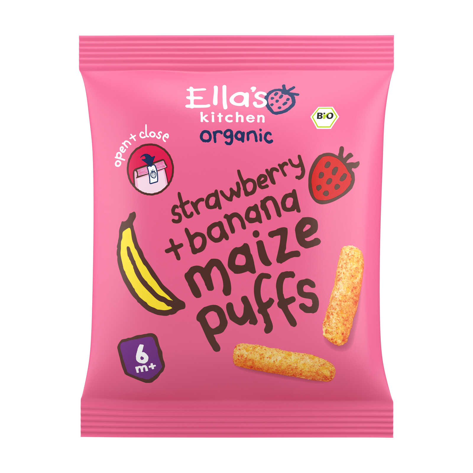 Ella's Kitchen Maïsknabbels | Banaan Aardbei | 6M | Bio