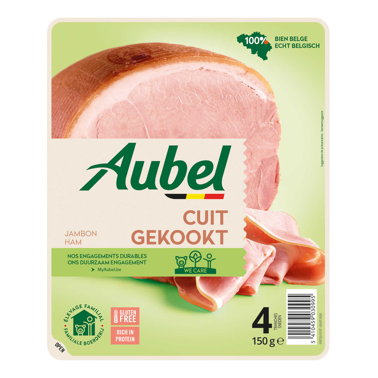Aubel Gekookte ham met natuurlijke zwoerd | 4 Sneden