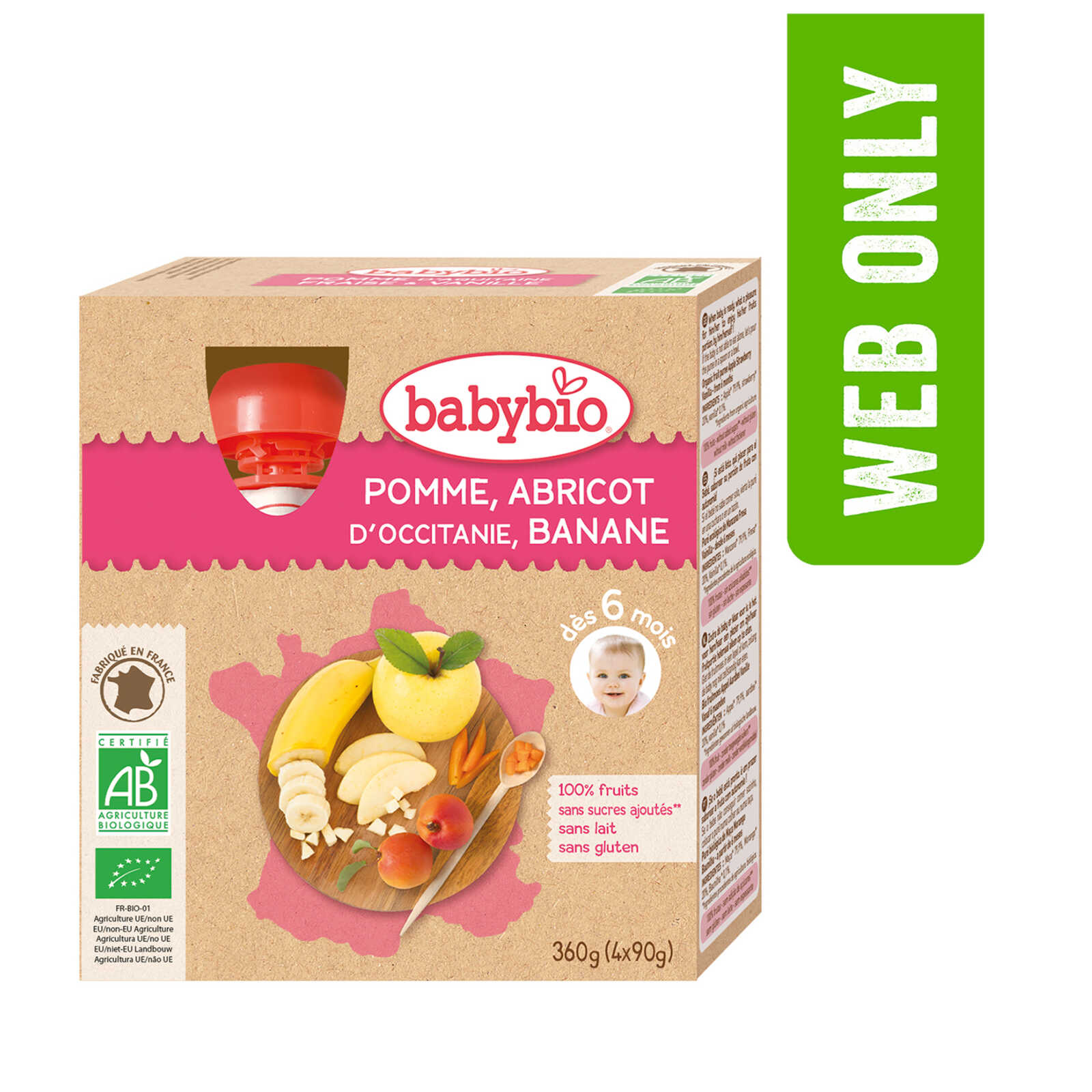 Babybio Knijpzakje | Abrikoos Banaan | 6M | Bio