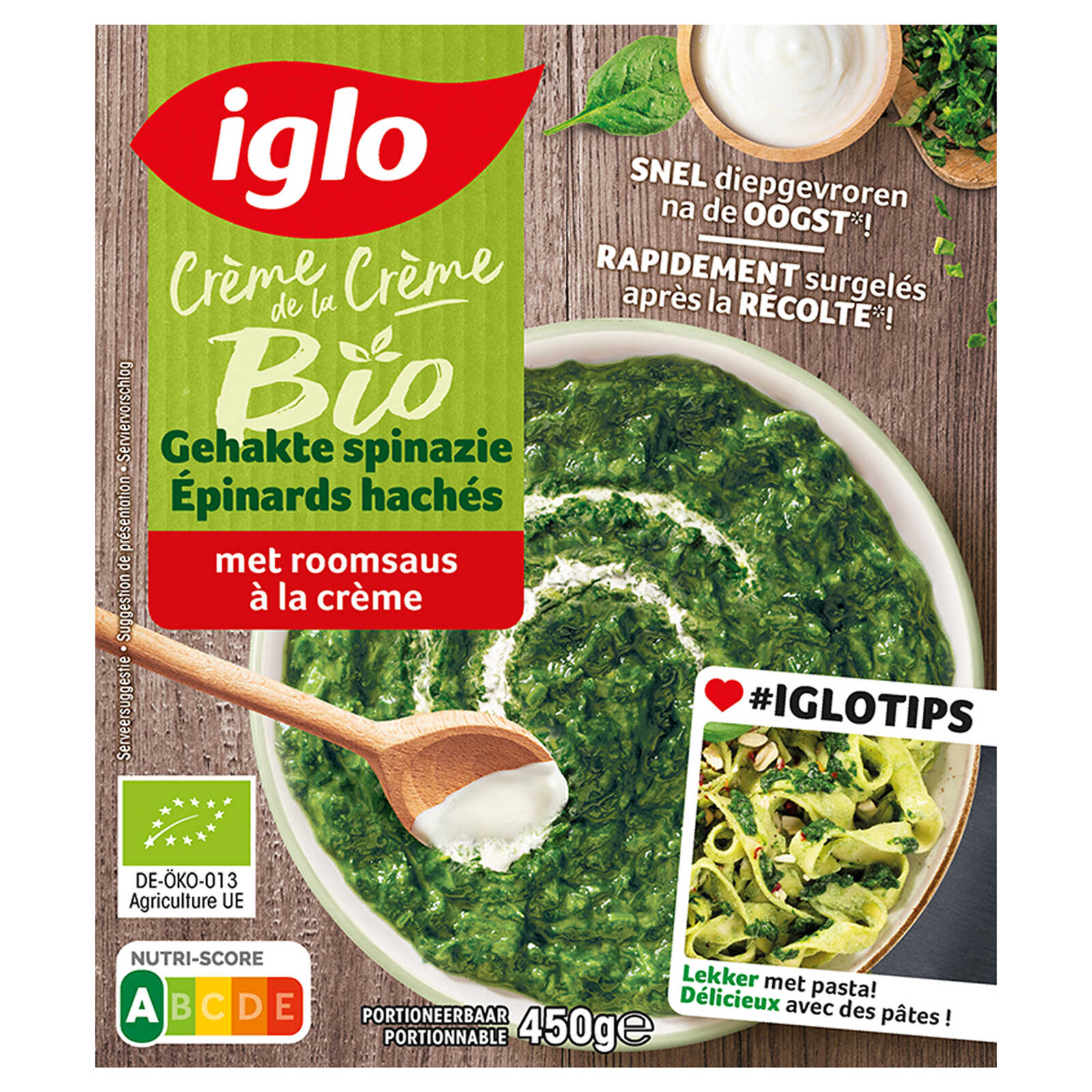 Iglo Gehakte Spinazie | Met Roomsaus | Bio