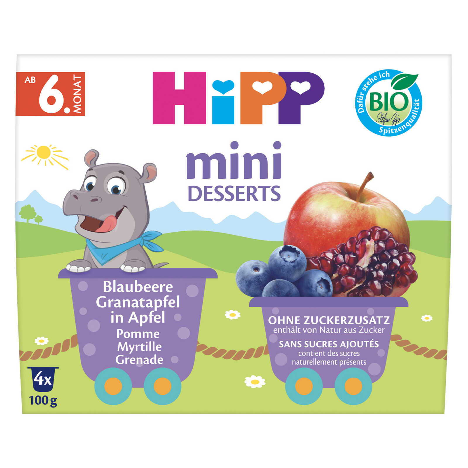 Hipp Fruit | Appel Bosbes Granaatappel | 6M |Bio